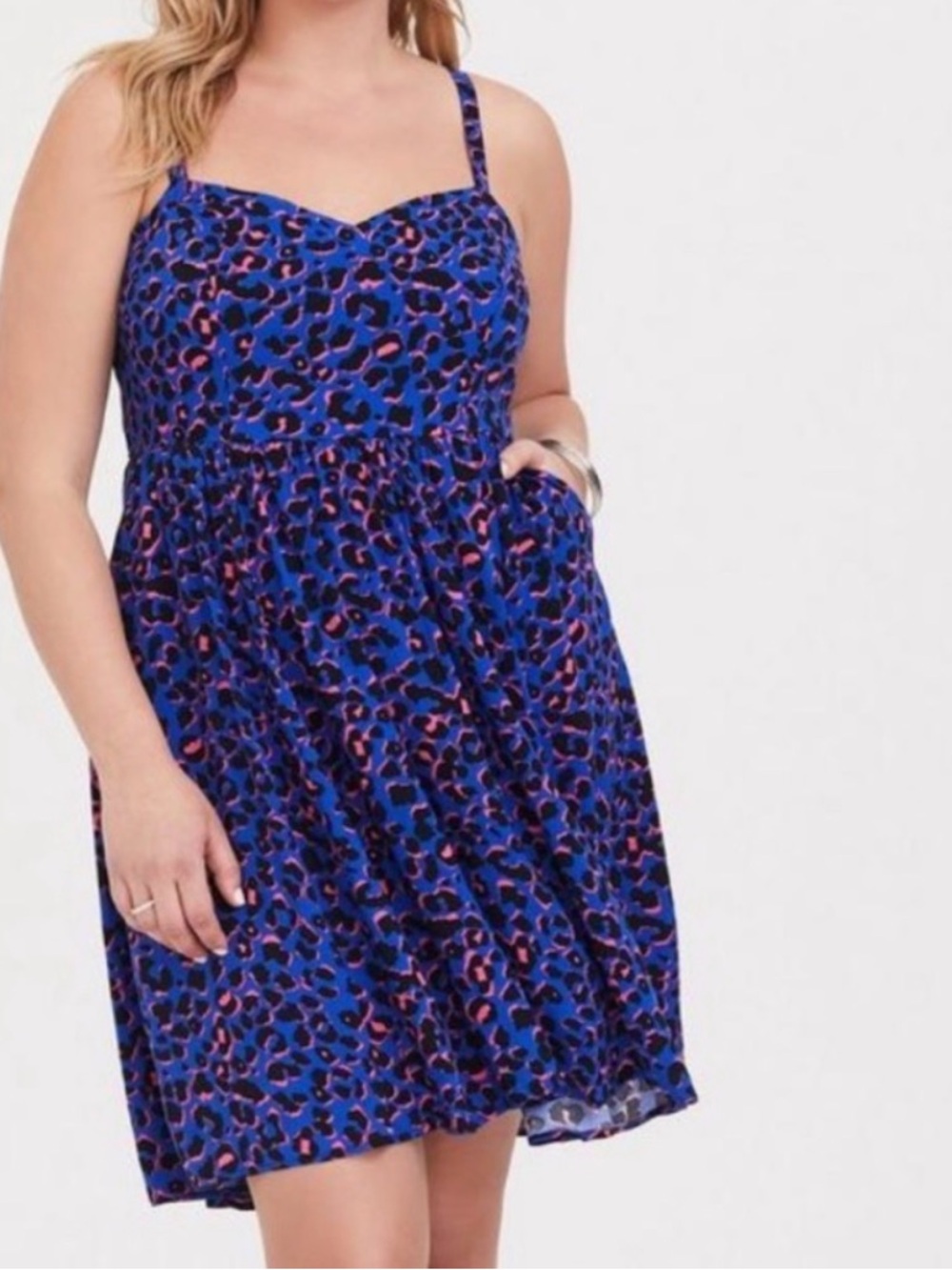Blue and Pink Leopard Print Sundress